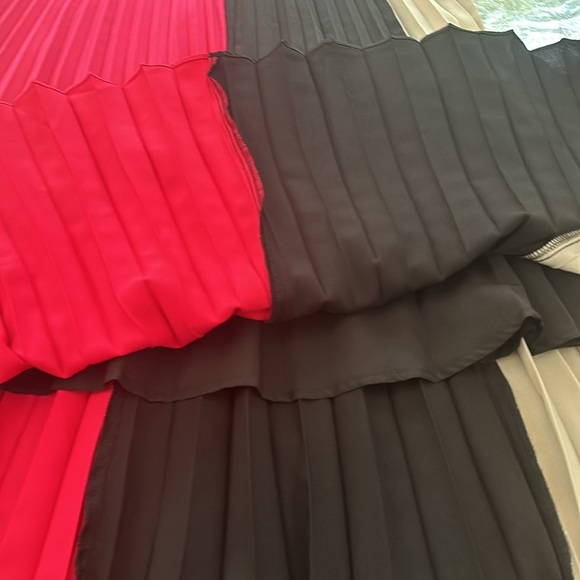 Karl Lagerfeld Black and Pink Pleated 
Satin  Color Block Dress - Picture 9 of 9